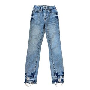 Good American Good Legs High Rise Distressed Indigo321 Sz 00/24